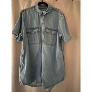 Universal Threads Women's Short Sleeve Shirtdress Light Wash Size L